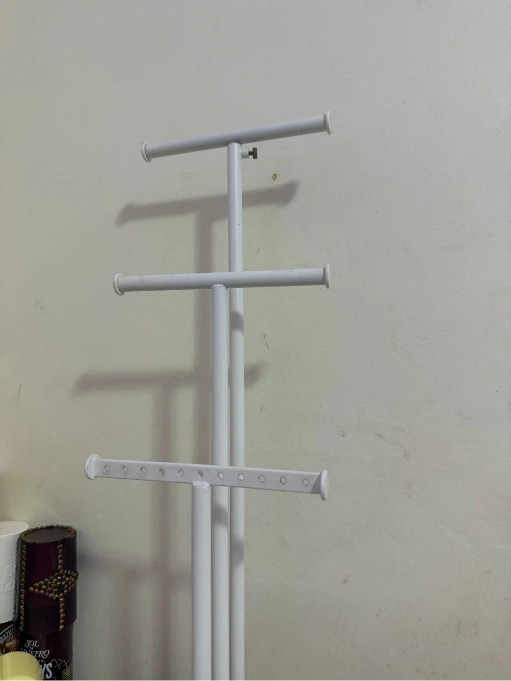 Wood Base Jewelry Stand with White Metal Display